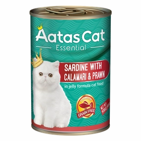 Aatas Cat Essential Sardine with Calamari & Prawn in Jelly Formula 400g