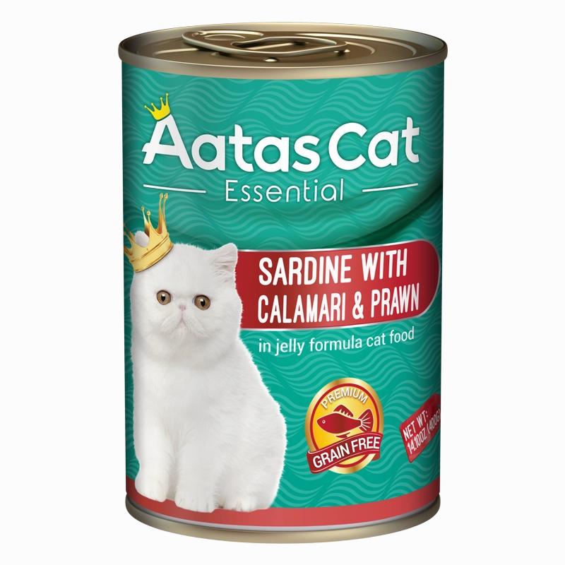 Aatas Cat Essential Sardine with Calamari & Prawn in Jelly Formula 400g