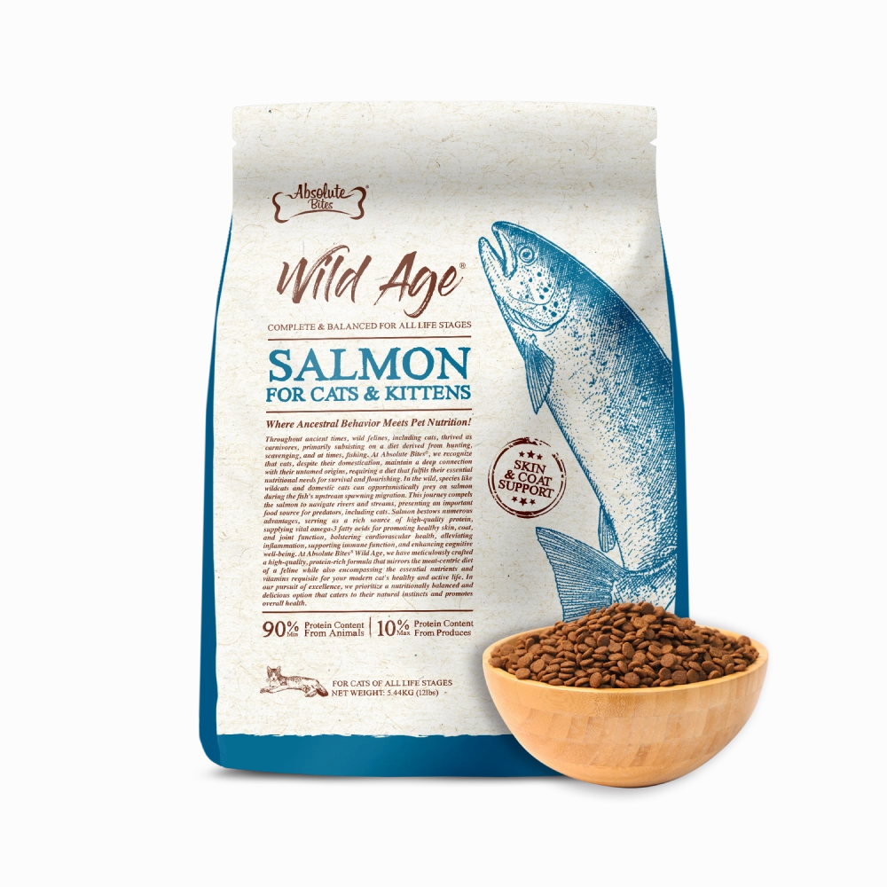 Absolute Bites Wild Age Cat Salmon Complete & Balanced For All Life Stages 12lbs