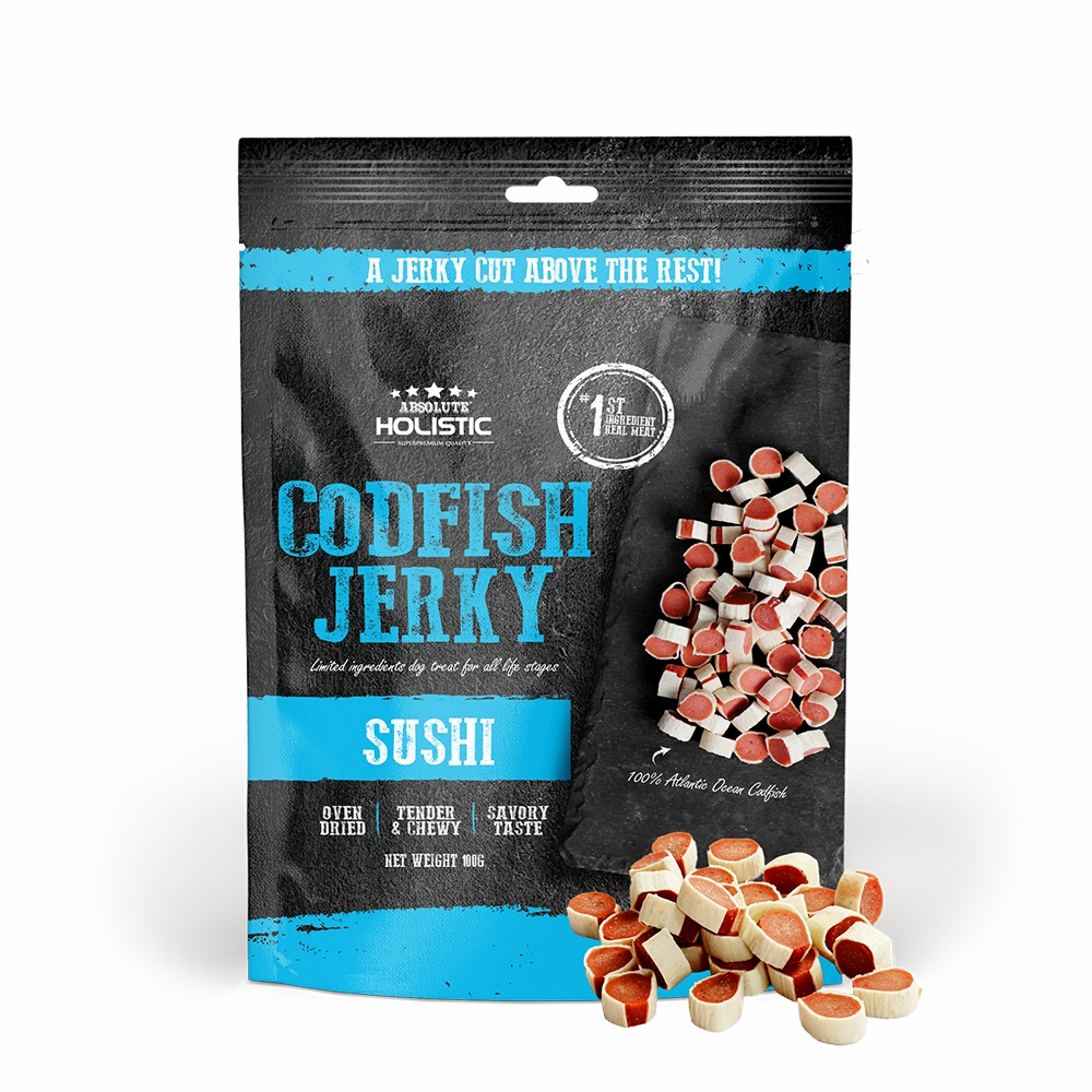 Absolute Holistic Dog Treats Codfish Jerky Sushi 100g