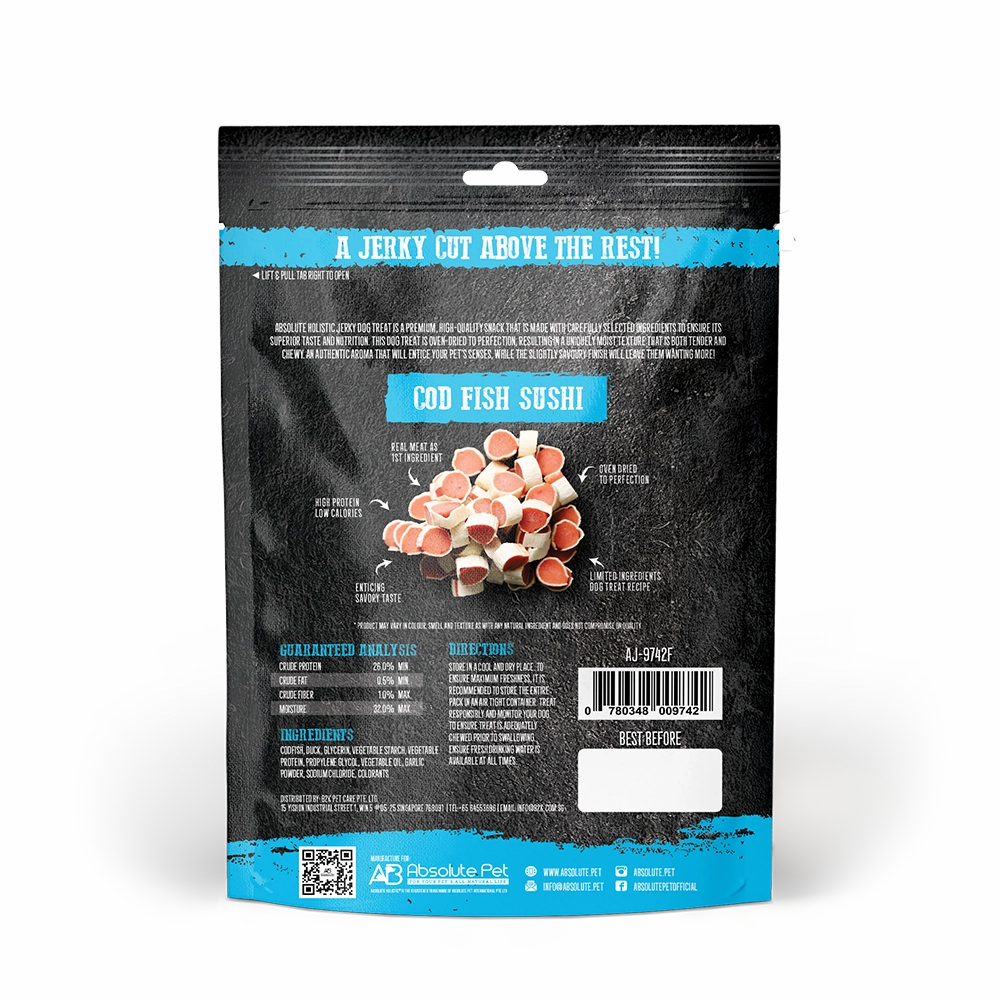 Absolute Holistic Dog Treats Codfish Jerky Sushi 100g