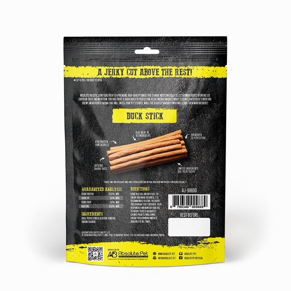 Absolute Holistic Dog Treats Duck Jerky Stick 100g