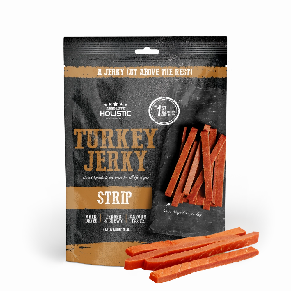 Absolute Holistic Dog Treats Turkey Jerky Strip 100g