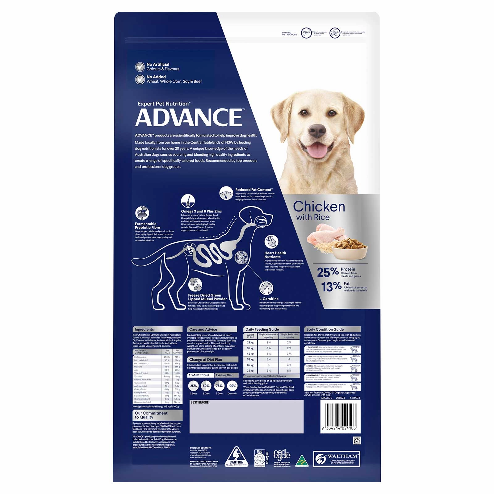 Advance Dog Food Adult Large Breed Healthy Weight Chicken with Rice