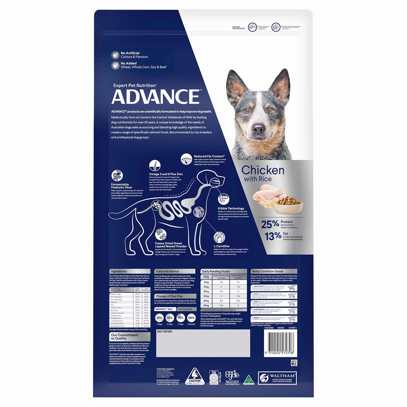 Advance Dog Food Adult Medium Breed Healthy Weight Chicken with Rice