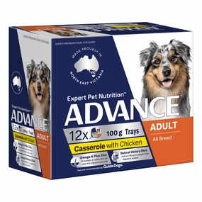 Advance Dog Food Tray Adult All Breed Casserole with Chicken 12x100g
