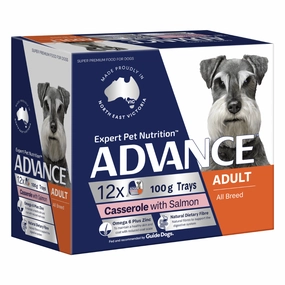 Advance Dog Food Tray Adult All Breed Casserole with Salmon 12x100g