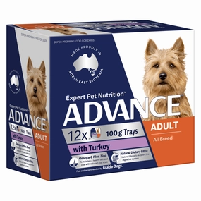 Advance Dog Food Tray Adult All Breed with Turkey 12x100g