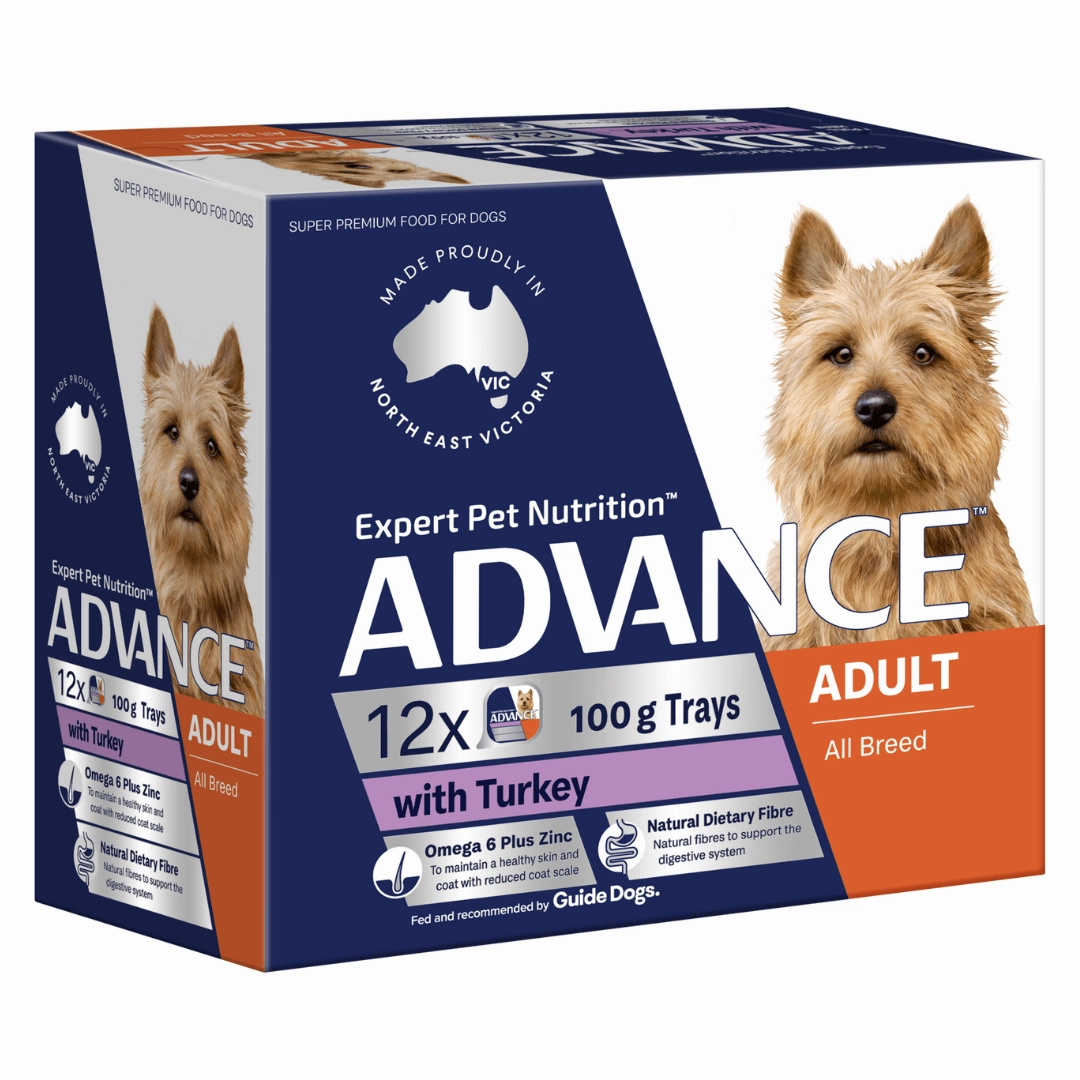 Advance Dog Food Tray Adult All Breed with Turkey 12x100g