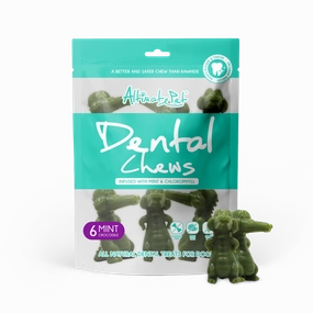 Altimate Pet Dog Dental Chews Infused with Mint & Chlorophyll - Mint Crocodile 6pcs