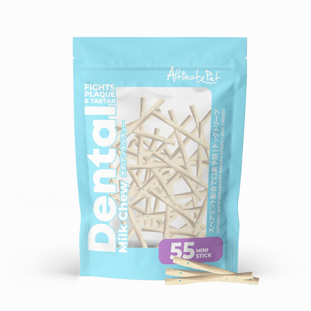 Altimate Pet Dog Dental Chews Infused with Spearmint Breath Strips - Milk Mini Stick 55pcs