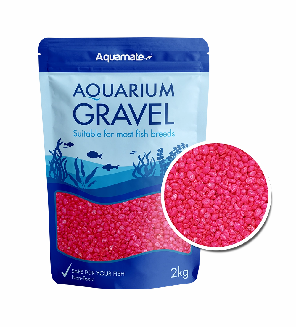 Aquamate - Coloured Gravel 2kg (Fluro Pink)