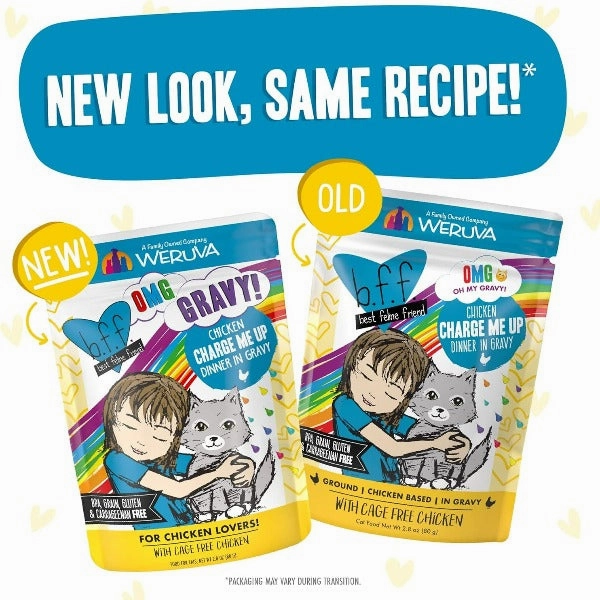 B.F.F. Charge Me Up Chicken Dinner in Gravy Pouch Cat Food; 12 Pack (SPECIAL ORDER ITEM)