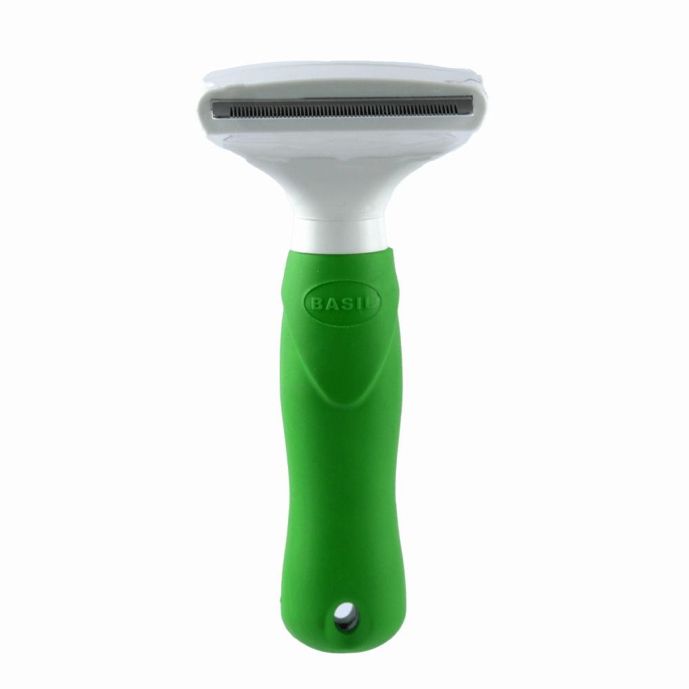 Basil De Shedding Comb with Auto Release Button for Dogs and Cats (Green)