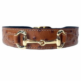 Belmont Collection Dog Collar Ostrich/Gold 18-20"