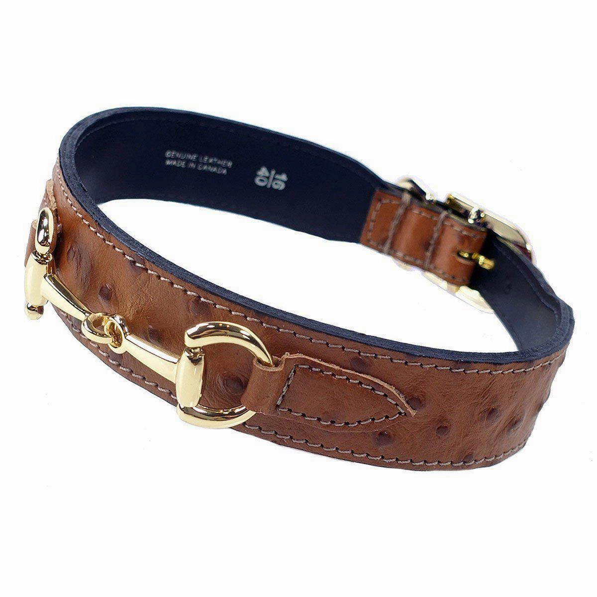 Belmont Collection Dog Collar Ostrich/Gold 18-20"
