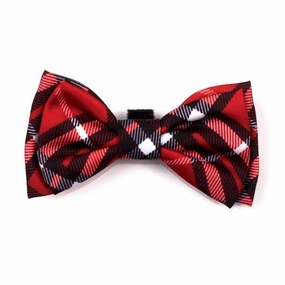 Bias Plaid Red Dog Bow Tie
