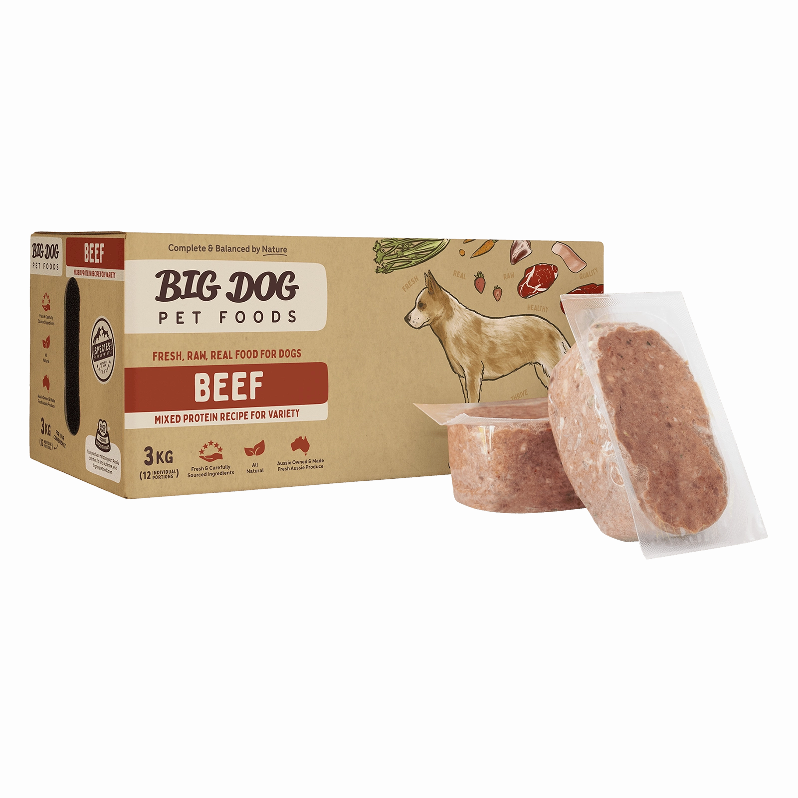 Big Dog Raw Dog Food Beef 3kg 12pk