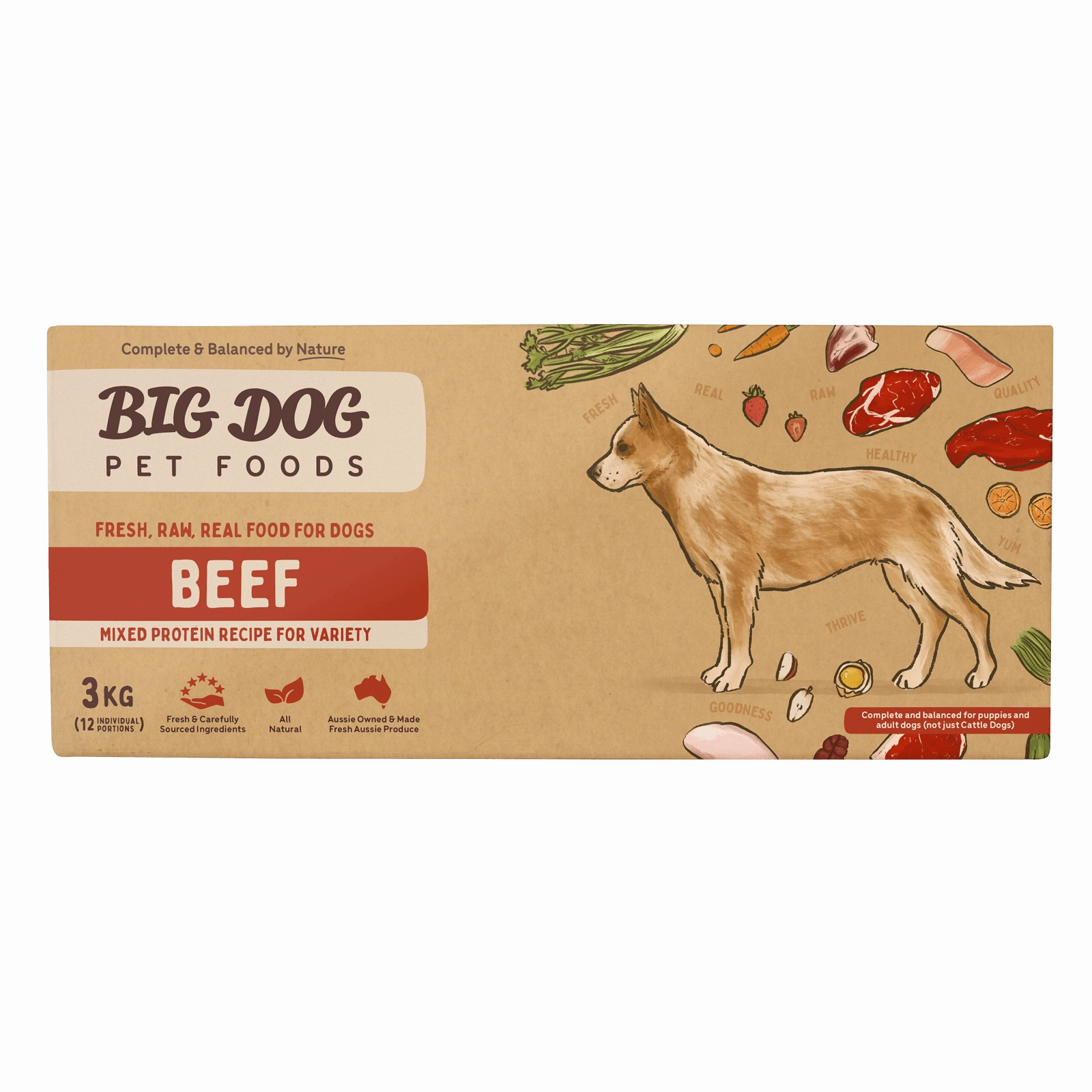 Big Dog Raw Dog Food Beef 3kg 12pk