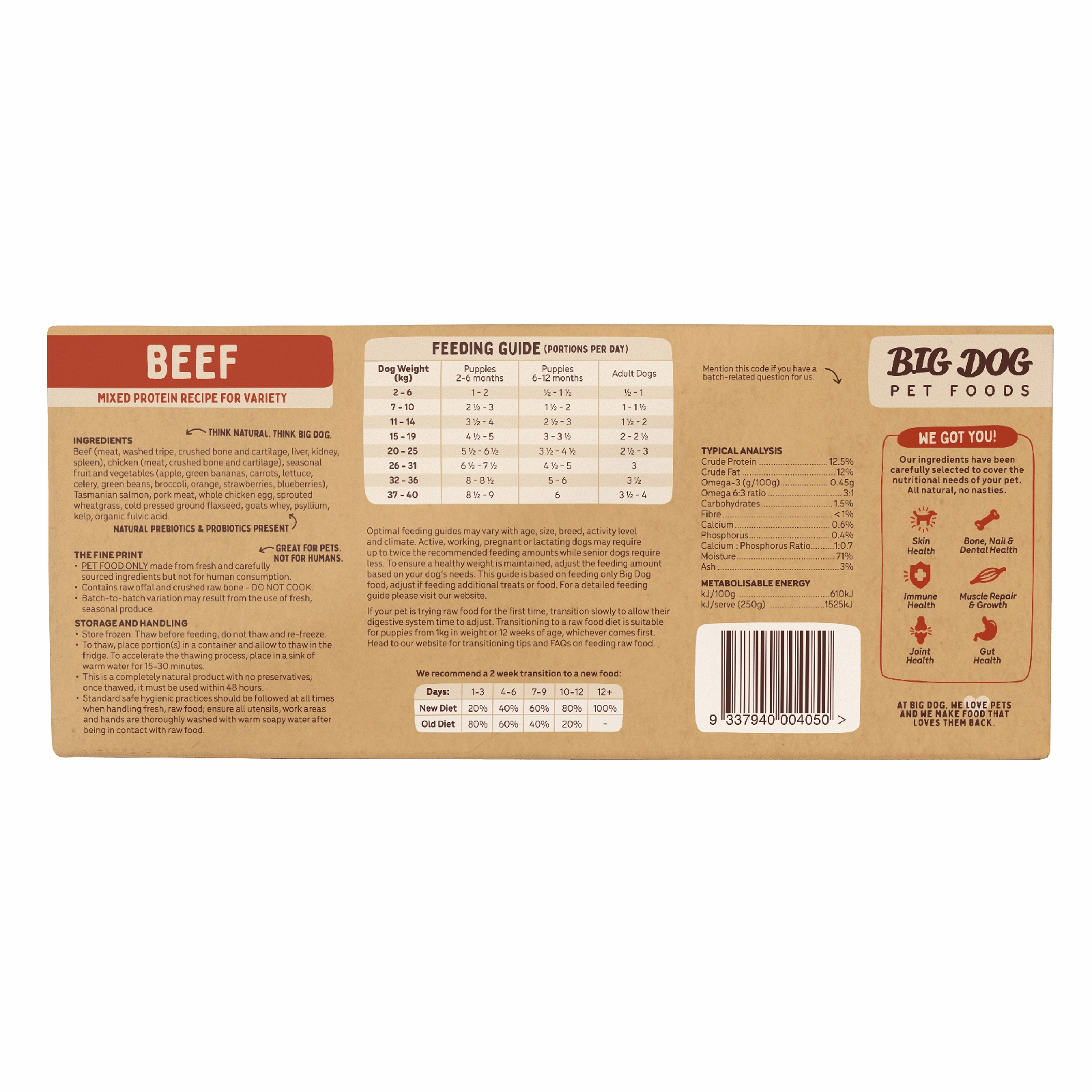 Big Dog Raw Dog Food Beef 3kg 12pk