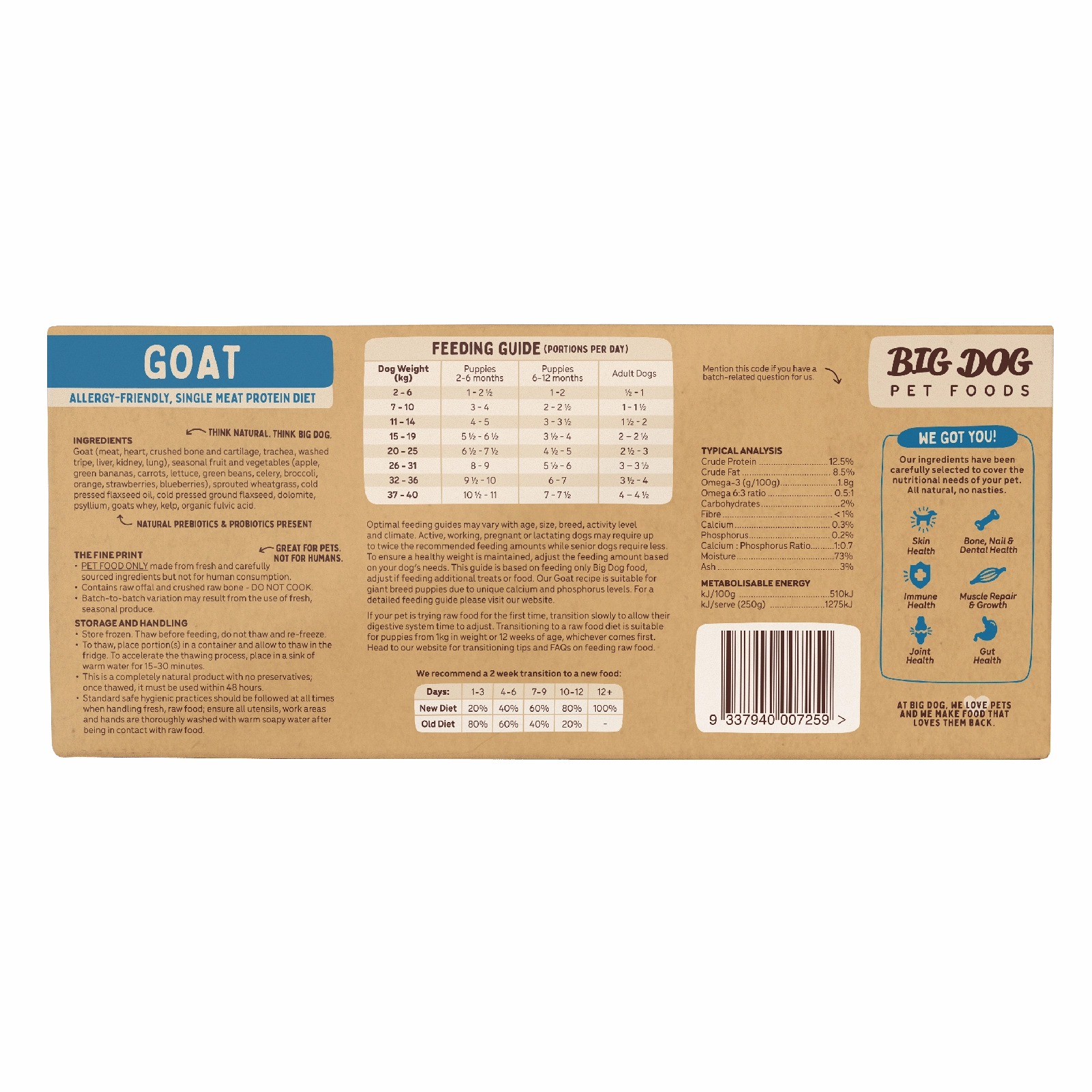 Big Dog Raw Dog Food Goat 3kg 12pk