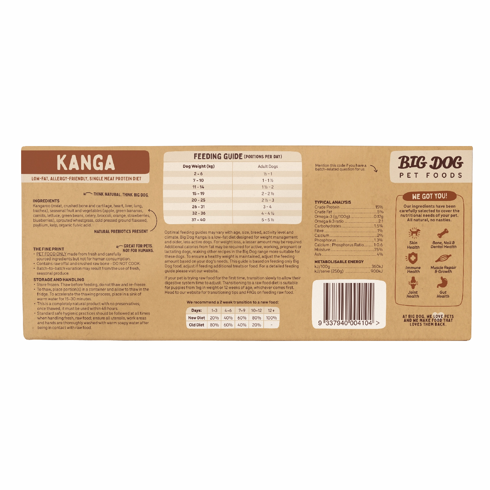 Big Dog Raw Dog Food Kangaroo 3kg 12pk