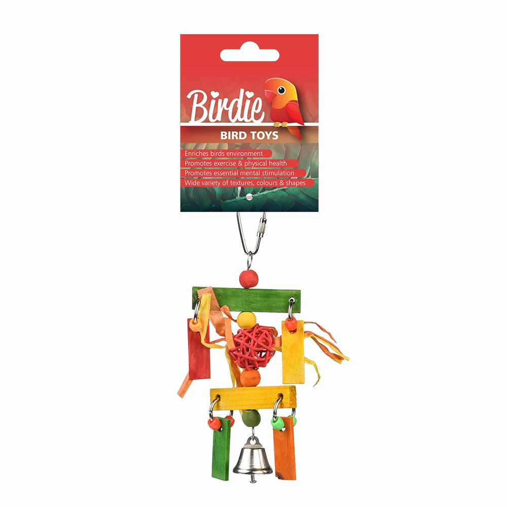 Birdie - Rainbow Wicker Ball Dangler Bird Toy