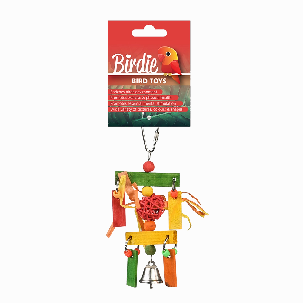 Birdie - Rainbow Wicker Ball Dangler Bird Toy