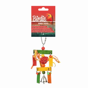 Birdie - Rainbow Wicker Ball Dangler Bird Toy