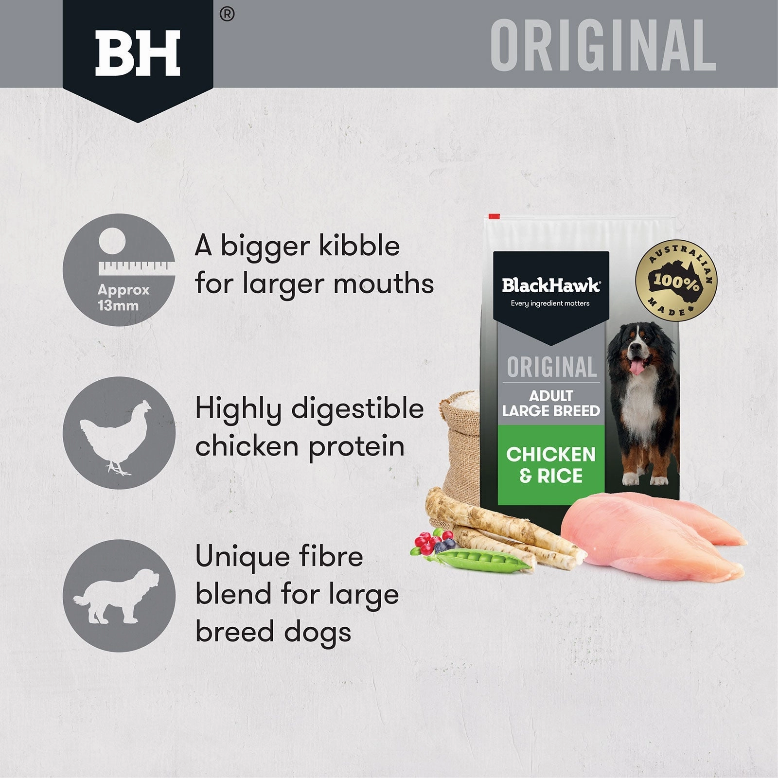 Black Hawk Dog Food Adult Large Breed Chicken & Rice
