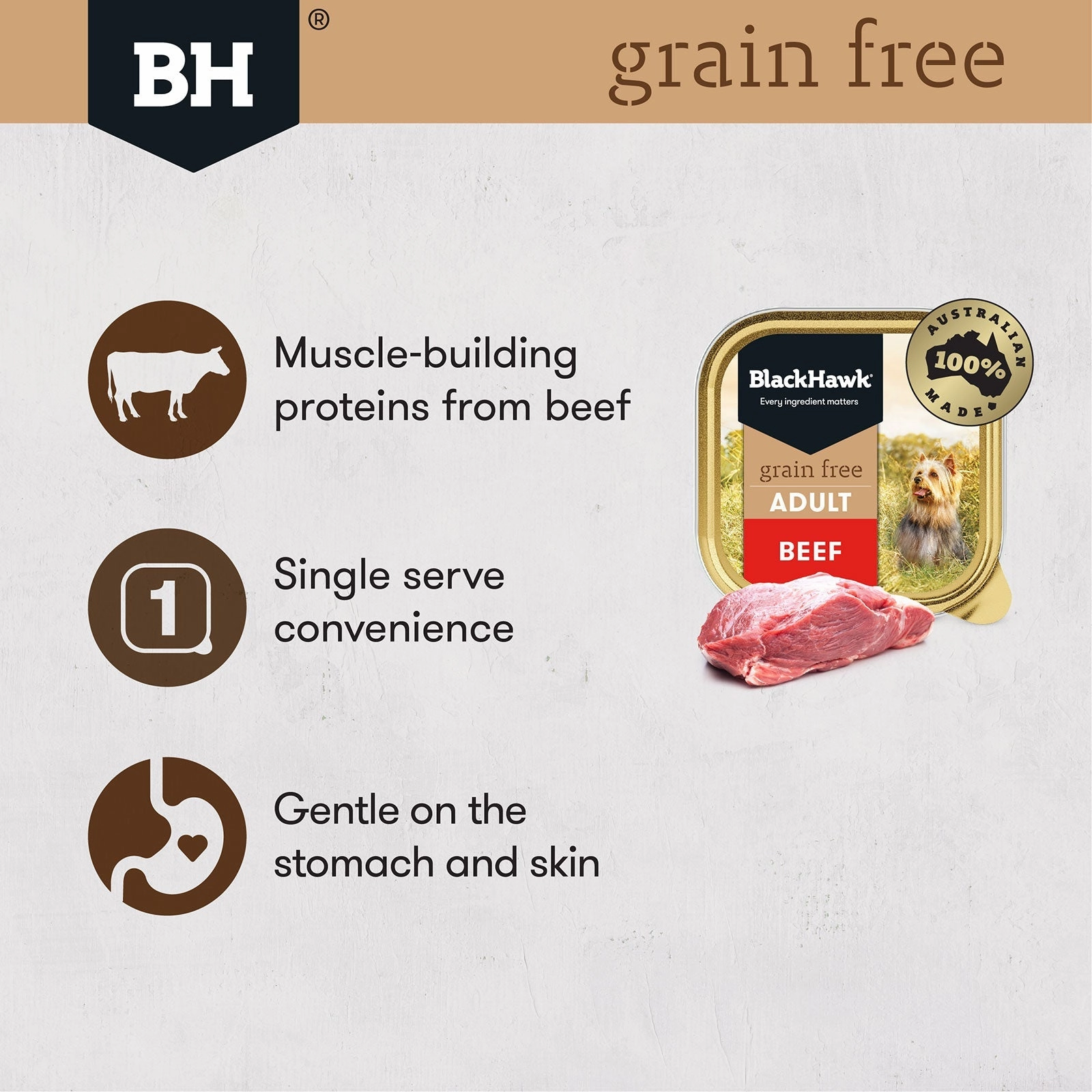 Black Hawk Grain Free Dog Food Tray Beef