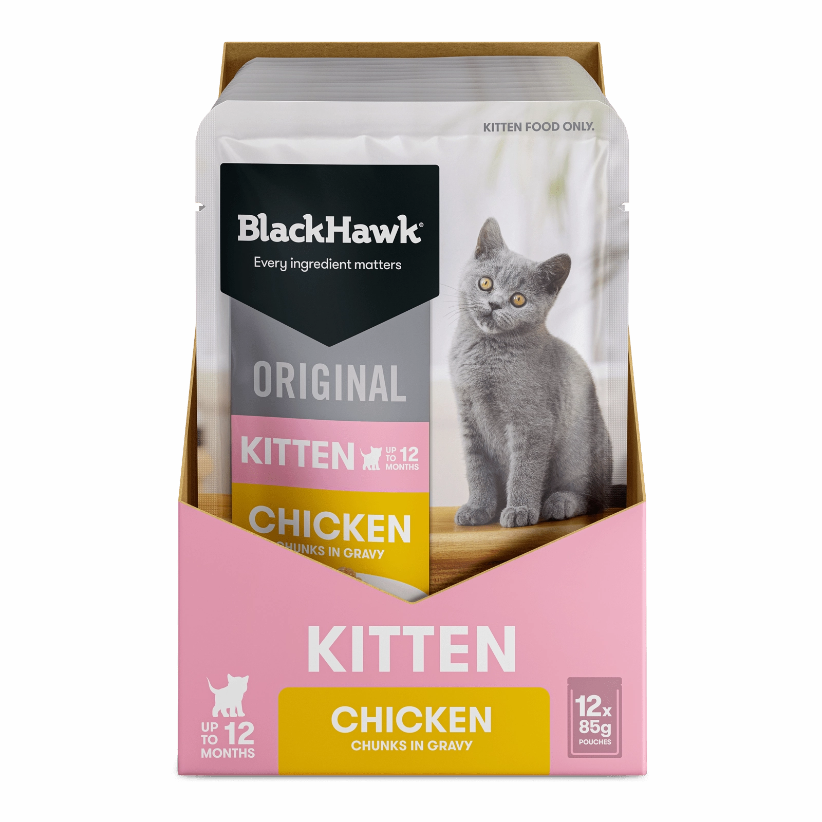 Black Hawk Original Cat Food Pouch Kitten Chicken in Gravy