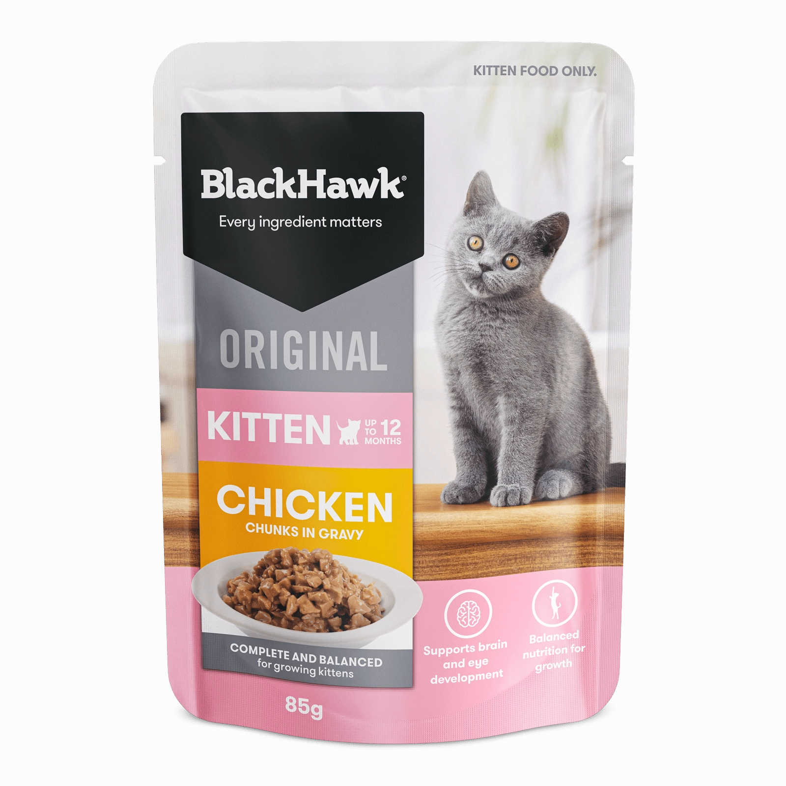 Black Hawk Original Cat Food Pouch Kitten Chicken in Gravy
