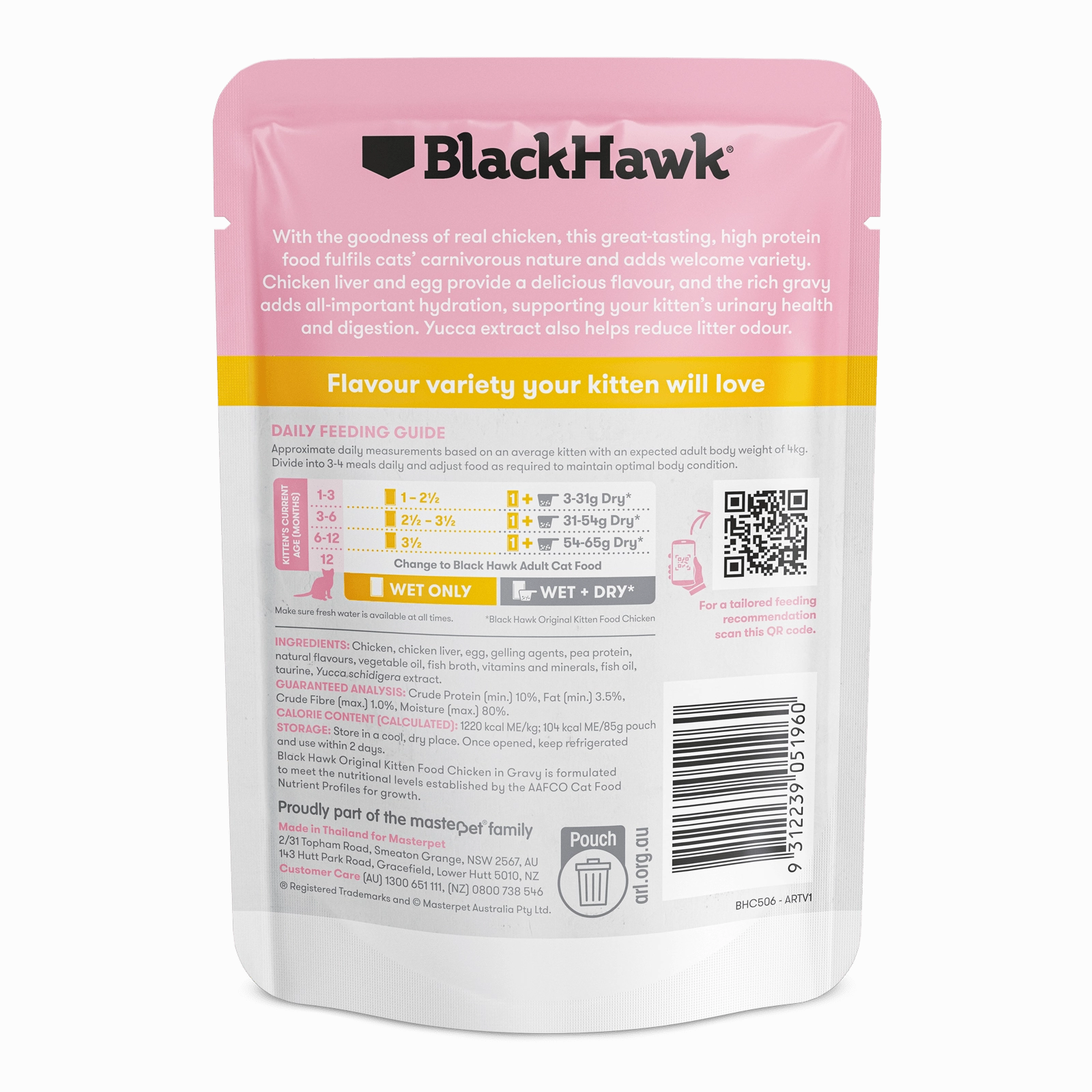 Black Hawk Original Cat Food Pouch Kitten Chicken in Gravy