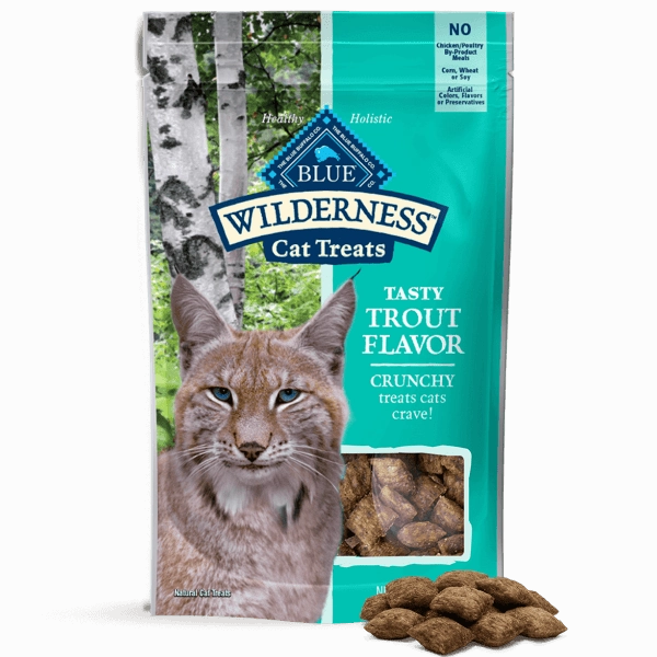 BLUE Wilderness Grain Free Crunchy Cat Treats; Tasty Trout Flavor