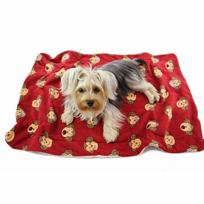 Burgundy Silly Monkey Fleece Dog Blanket