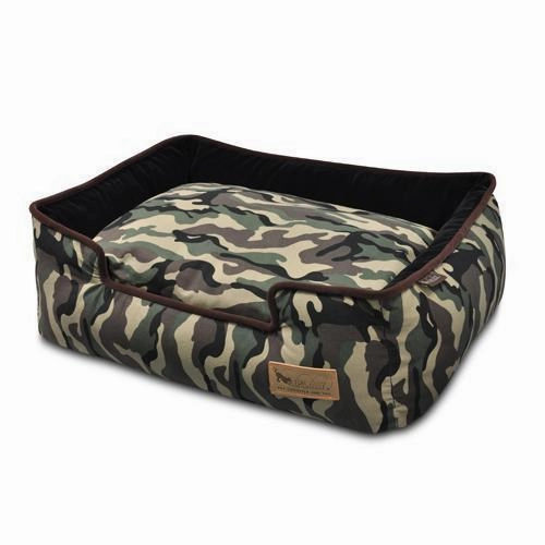 Camouflage Lounge Dog Bed Army Green Camo/Chocolate