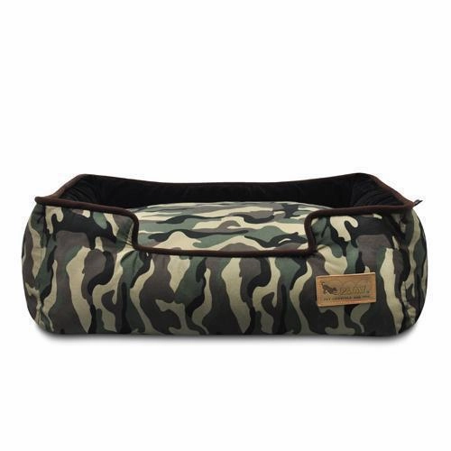 Camouflage Lounge Dog Bed Army Green Camo/Chocolate
