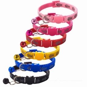 Cat Collar Reflective Fish Bone Light Pink 1cm x 19-32cm