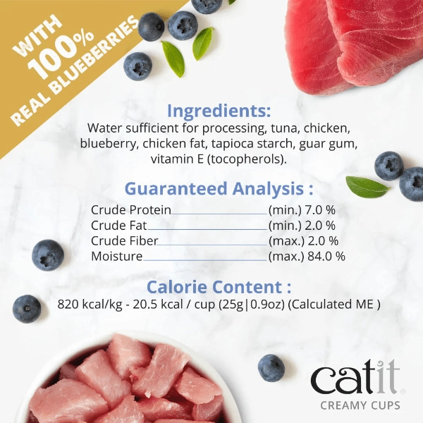 Catit Creamy Cups - Tuna & Chicken Mousse with Blueberry Cat Treat
