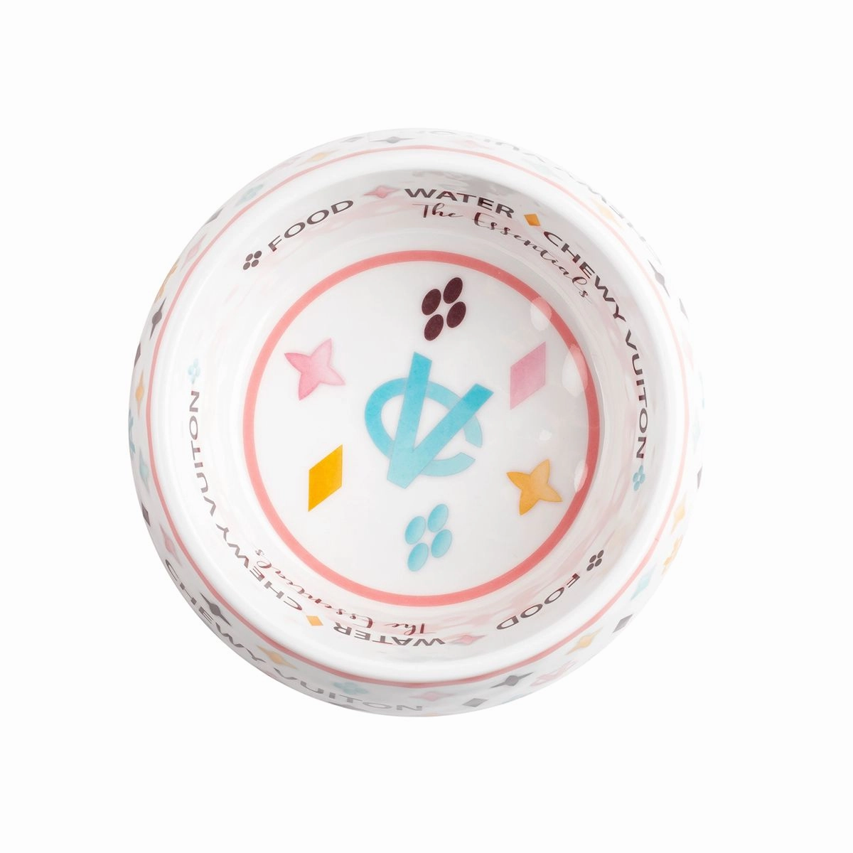 Chewy Vuiton White Dog Bowl Set Of Two