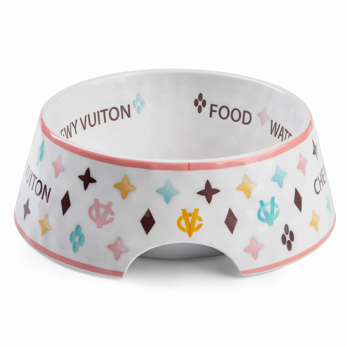 Chewy Vuiton White Dog Bowl Set Of Two