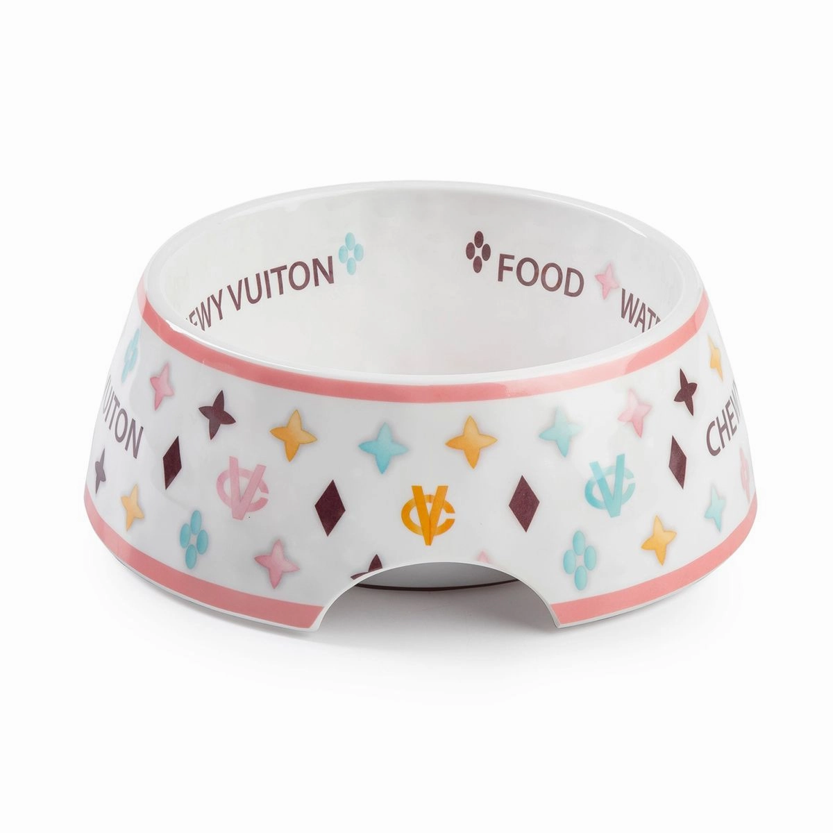 Chewy Vuiton White Dog Bowl Set Of Two