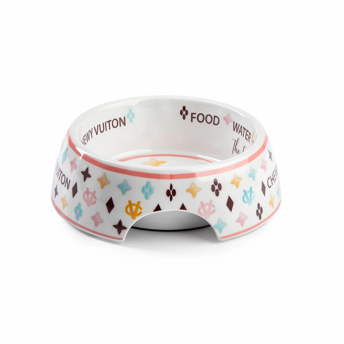 Chewy Vuiton White Dog Bowl Set Of Two