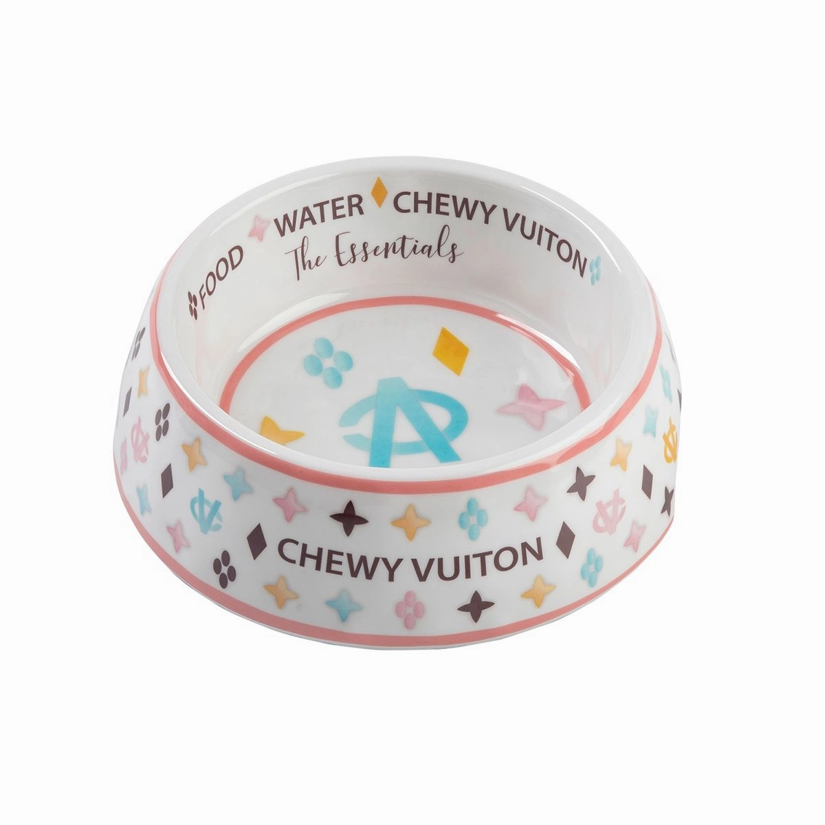 Chewy Vuiton White Dog Bowl Set Of Two