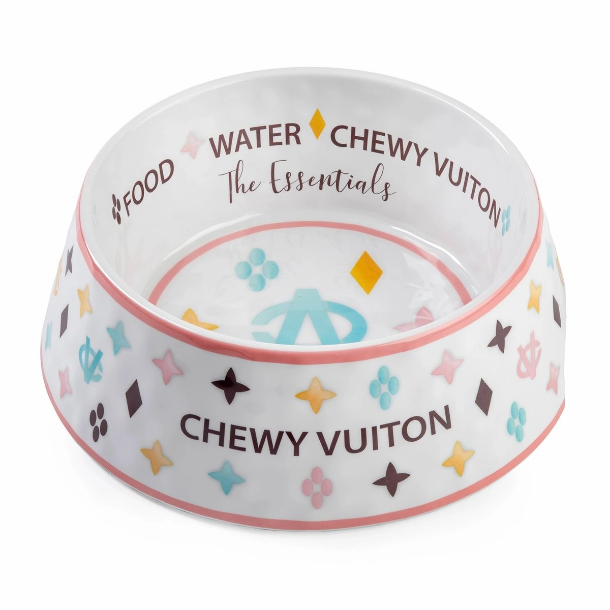 Chewy Vuiton White Dog Bowl Set Of Two