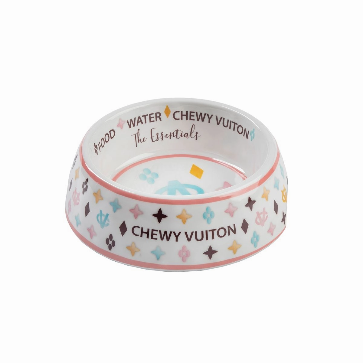 Chewy Vuiton White Dog Bowl Set Of Two