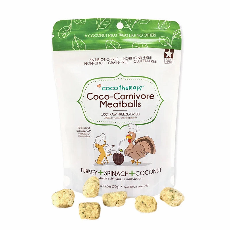 COCOTHERAPY Coco-Carnivore Turkey Meatballs Treats for Dogs & Cats