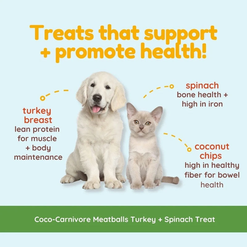 COCOTHERAPY Coco-Carnivore Turkey Meatballs Treats for Dogs & Cats