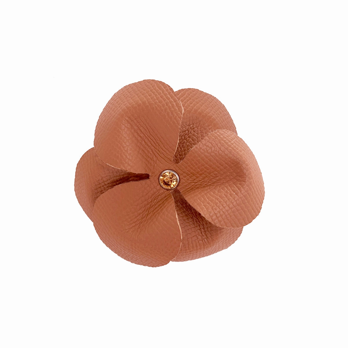 Colima Classic Rhinestone Leather Dog Flowerette Slider Hazelnut